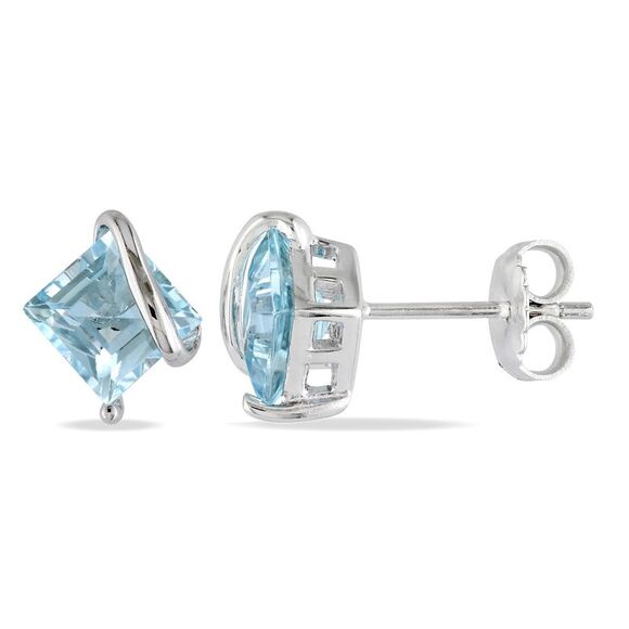 2.75 Carat (ctw) Sky-Blue Topaz Solitaire Earrings in 10K White Gold
